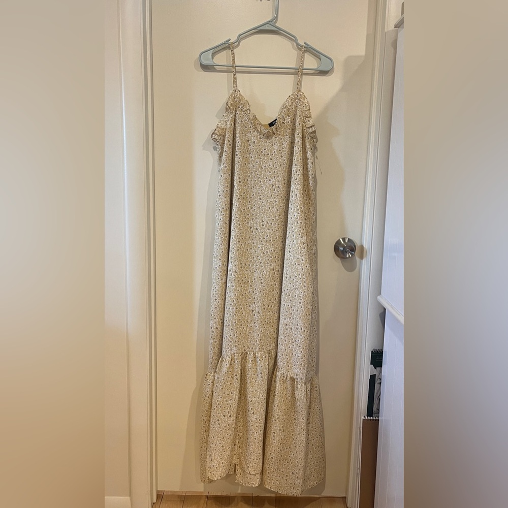 Wishlist Floral Yellow Spaghetti Strap Ruffle Dress